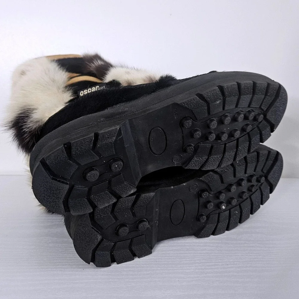 Oscar Sport Italy Cow Print Cavallino Hair Boots Goat Fur Apres Ski Luxury EU 45